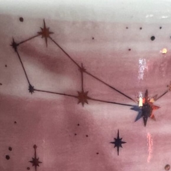 NWT Zodiac Celestial Mug Metallic Gold Stars Pink & White Hand-Painted 16-18oz - Picture 11 of 14